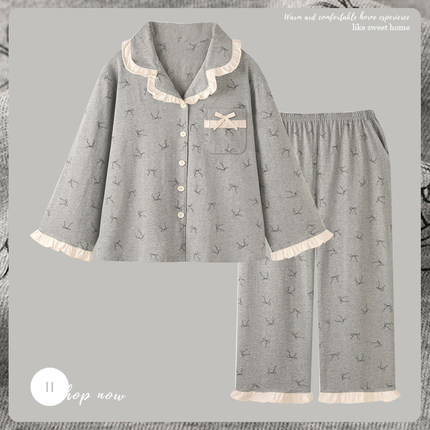 纯棉睡衣女款春秋季长袖2025新款家居服套装全棉秋款可外穿秋冬季