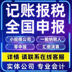 全国个体工商户公司零0申报税小规模纳税人代理记做账年付含年报