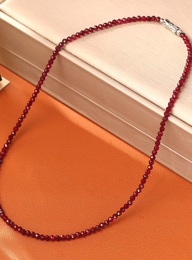 红色水晶串珠项链高级感时尚简约大气个性颈链温柔浪漫锁骨链