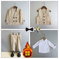 Флисовый комплект, костюм, жилет, рубашка, штаны, галстук-бабочка на лацкан, 4 предмета