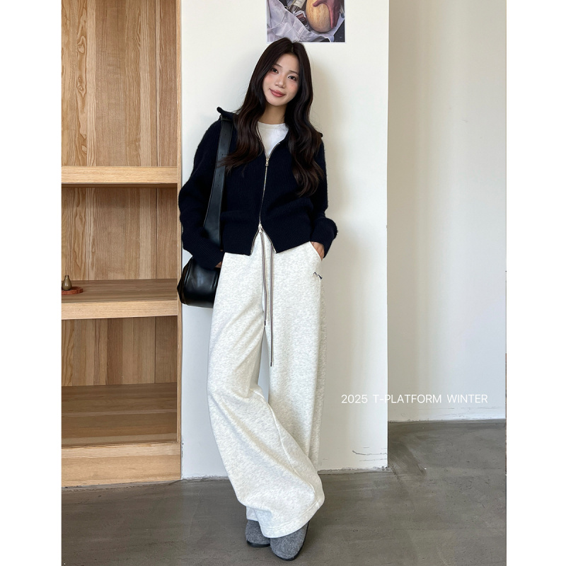 T台新款加绒卫裤休闲拖地