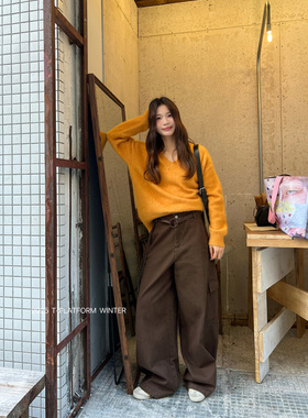 ［T台］T-PLATFORM广州十三行 加厚抓毛休闲工装裤女冬季93030-2