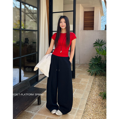 高腰遮胯显瘦气质香蕉裤