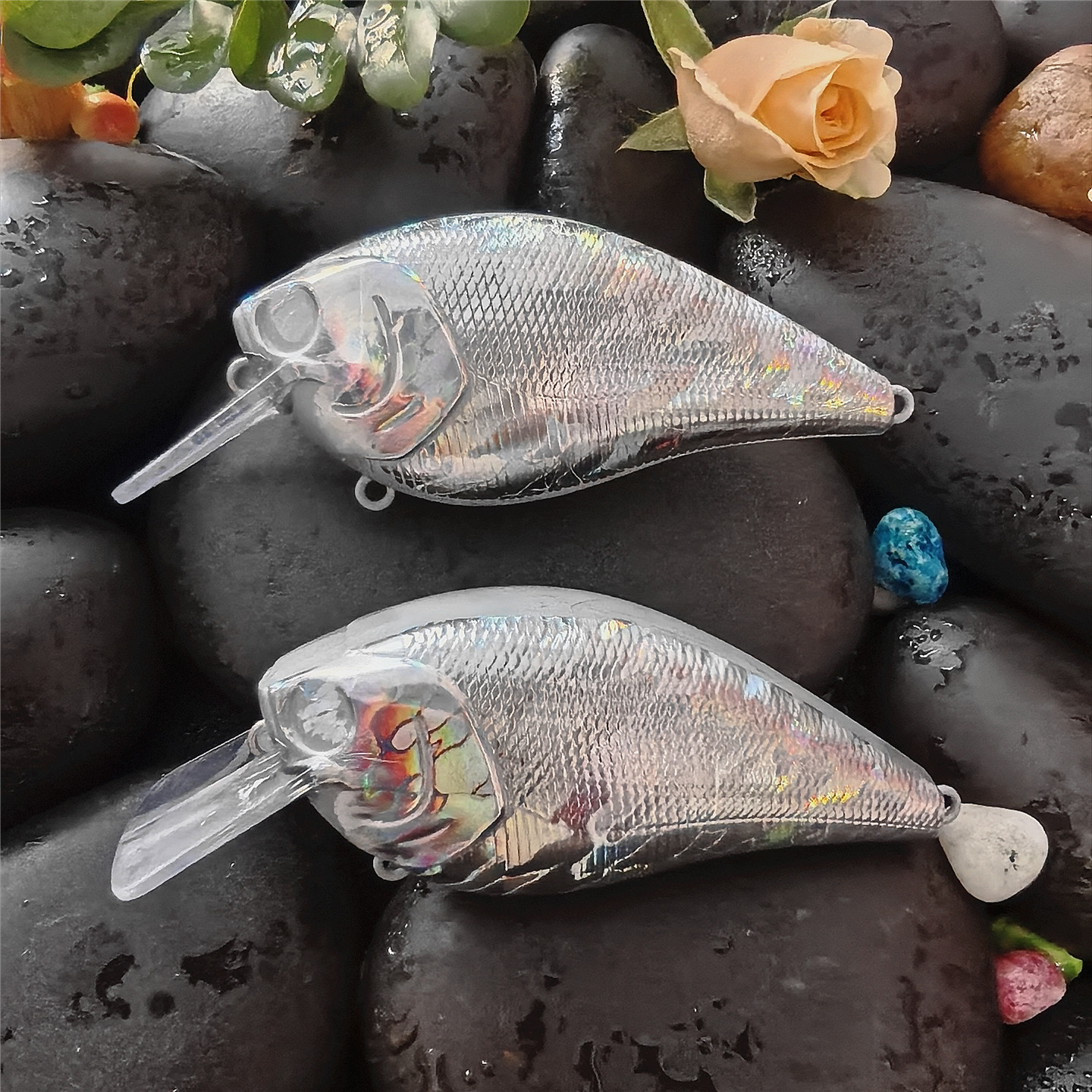 日系浮水13g/8cm带噪音钢珠摇滚胖子路亚饵DIY改色烫金本体路亚饵