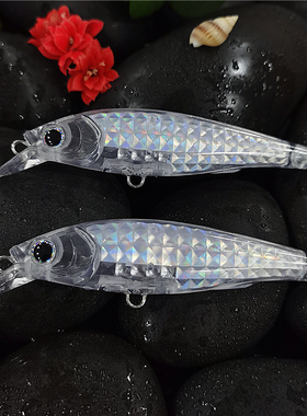 日系YO-ZURI 3DR-X棱镜内镭射浮水米诺路亚饵无涂装空白饵胚本体