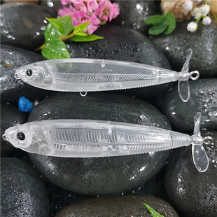 多漁趣新品 10g ZURI雙葉拖拉機(jī)鉛筆路亞餌透明毛坯本體 10cm