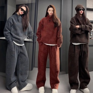 炎炎服饰定制情侣款加绒套装免烫时尚休闲卫衣宽松休闲裤两件套