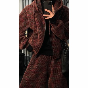 新品 套装 美式 时尚 男 复古气质百搭连帽卫衣宽松阔腿长裤 龙刀刀冬季