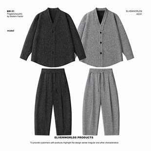 北木服饰春季 外套休闲裤 男女同款 两件套K105 细花呢老钱风穿搭套装