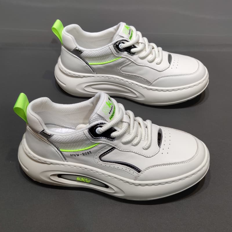 出口外贸新款真皮透气小白鞋潮流百搭厚底增高运动休闲鞋男老爹鞋