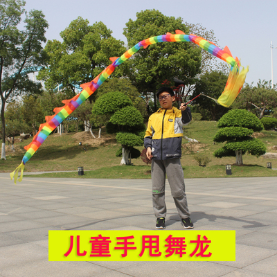 甩龙舞龙彩带健身广场耍龙带中老年杆初学儿童彩条空竹龙立体龙