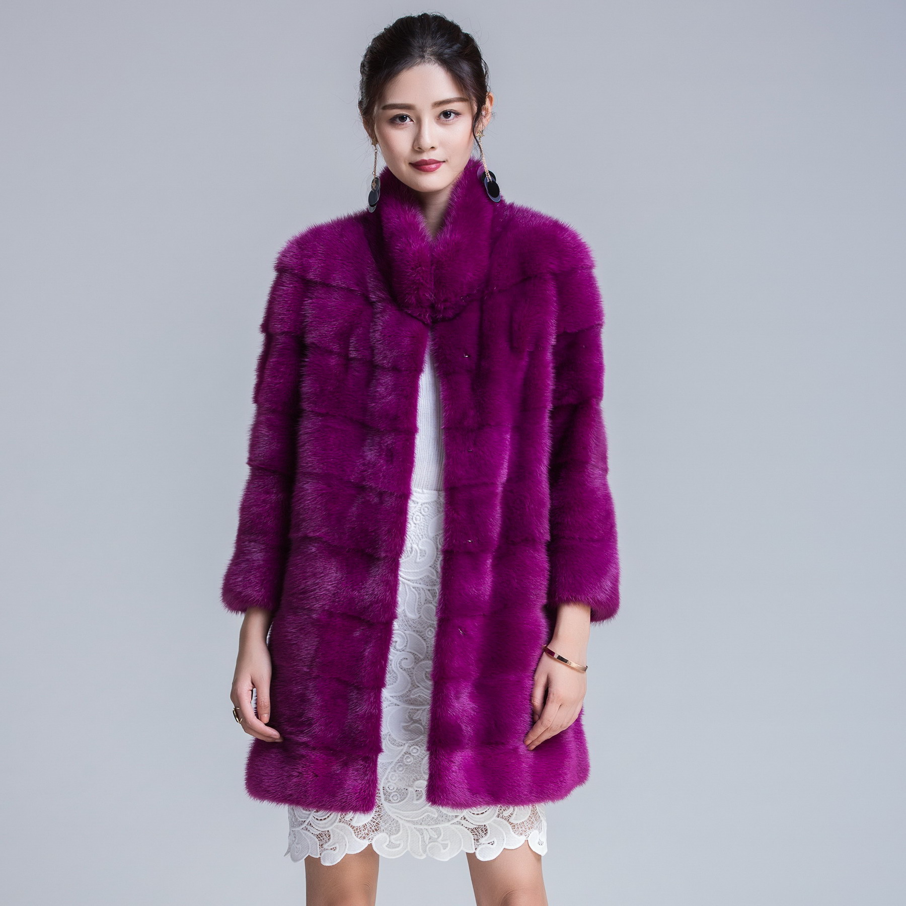 7号新款水貂皮草整貂大衣皮外套