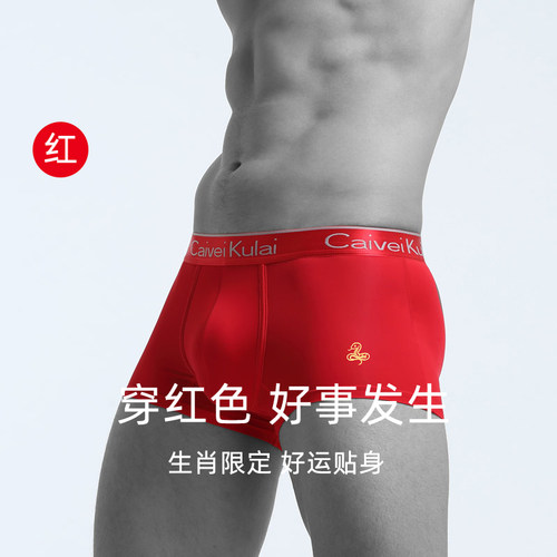 2025本命年冰丝红色男士内裤