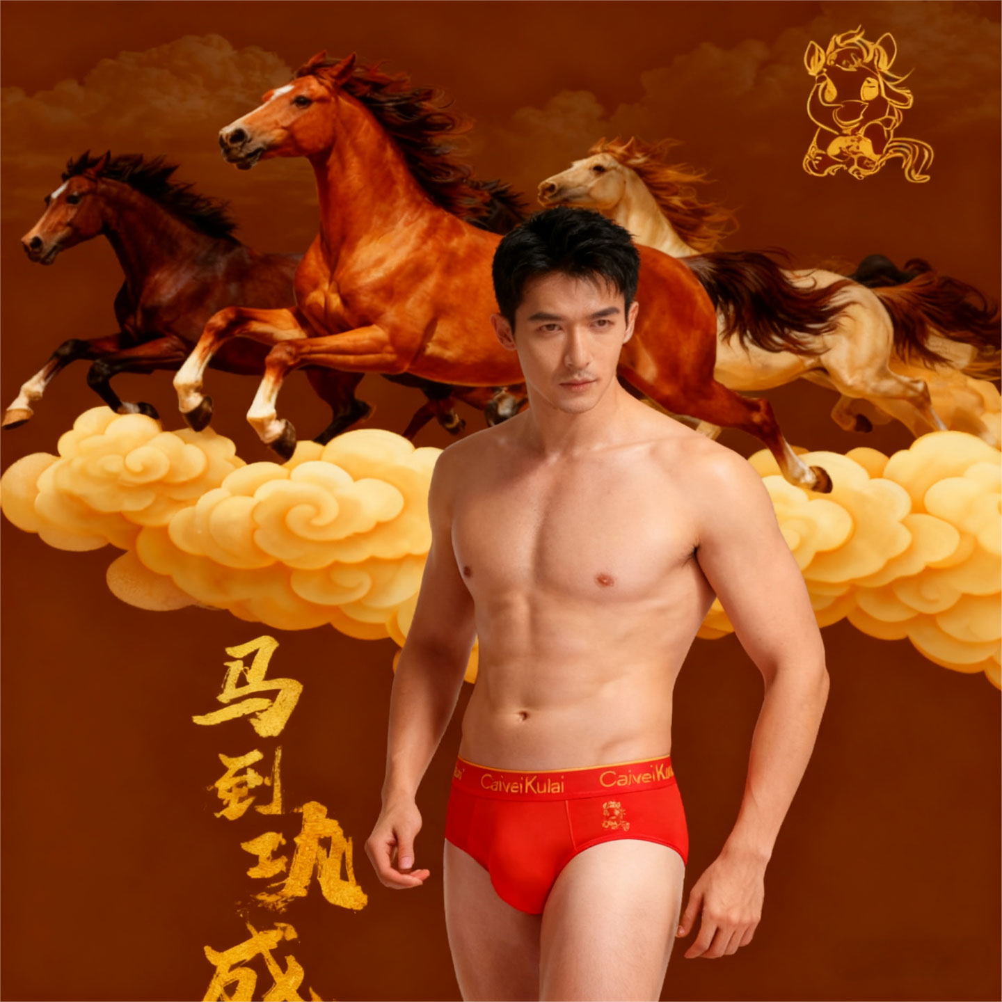 马年本命年红色莫代尔三角内裤