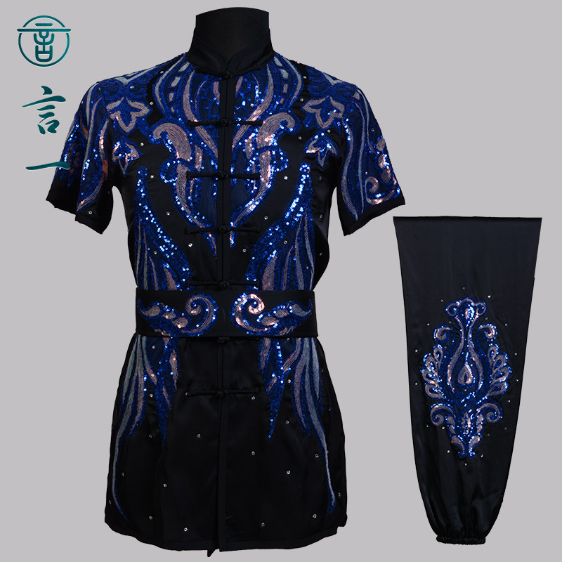 言一武术新款亮片绣比赛武术服长拳服南拳彩服竞技男女儿童定做