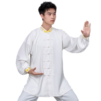 言一男休閑太極服純色棉麻定制