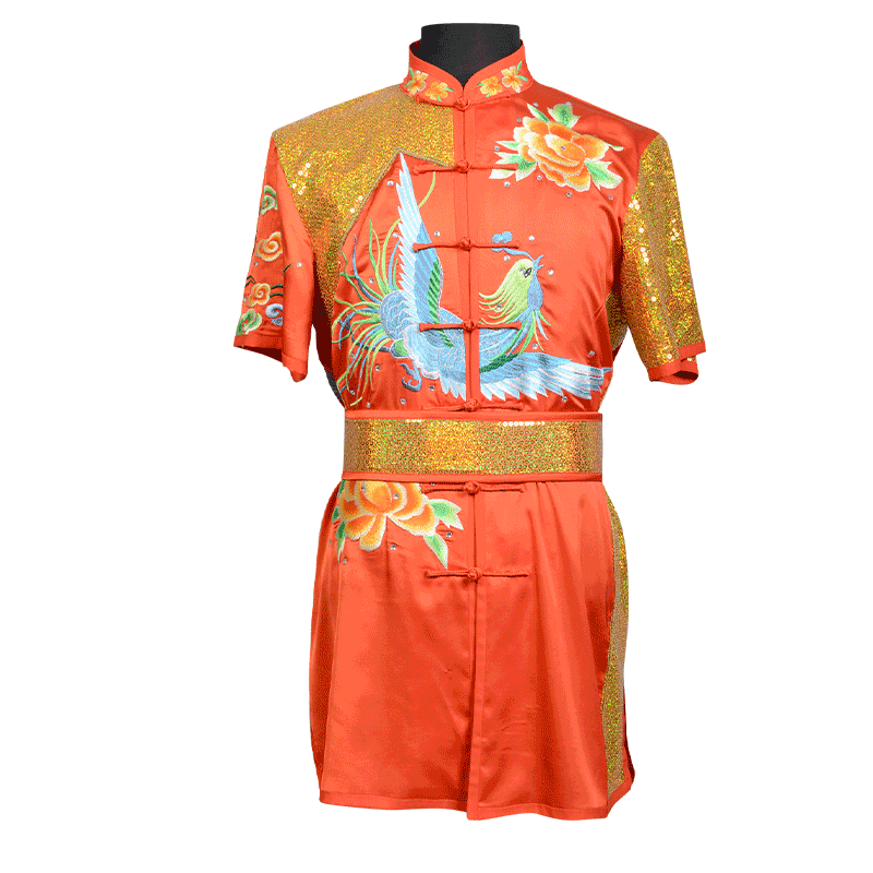 言一新款武术太极服女竞技亮片