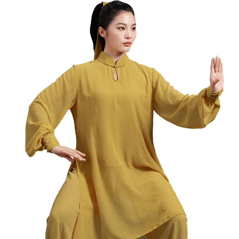 言一男女团队双层撒银纱太极服