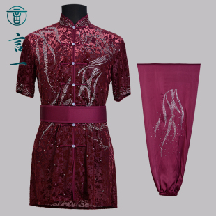 言一武术烫钻彩服比赛服功夫体考竞技长拳服武术服南拳服定制