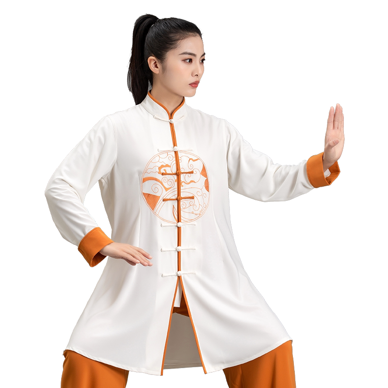 言一女2022中长款太极服撞色搭配