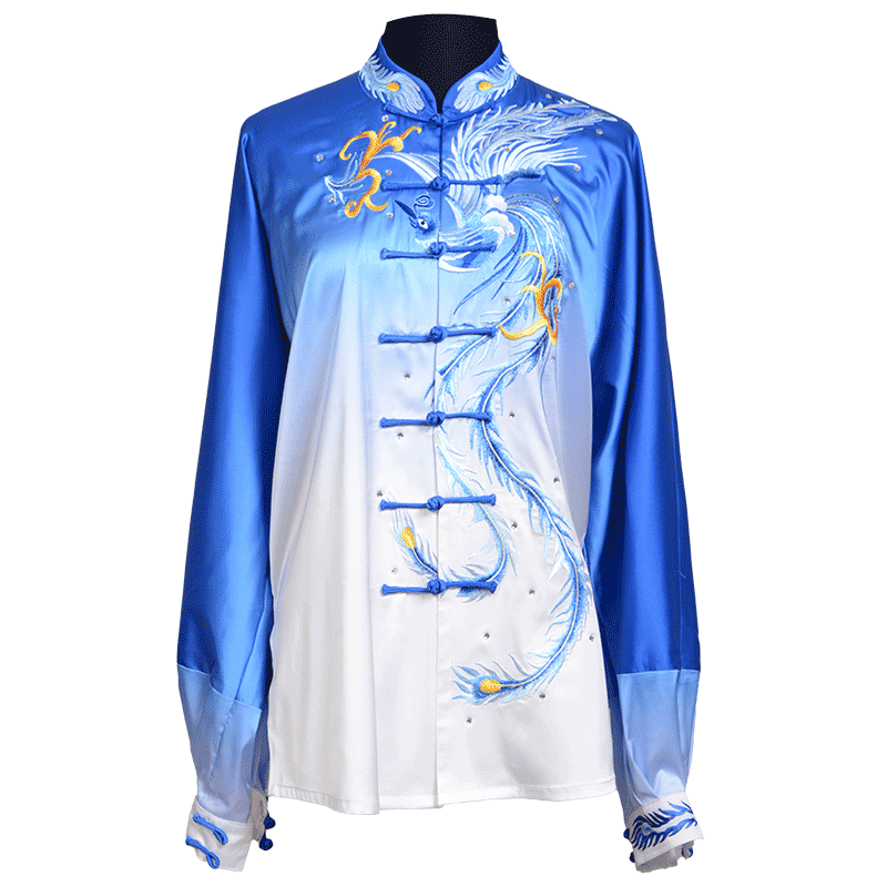 言一女刺绣渐变太极服定做