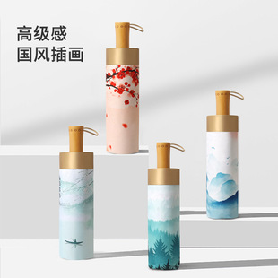 小清新防晒防紫外线古风双层新款 金胶16骨仿古三折伞遮阳防晒伞