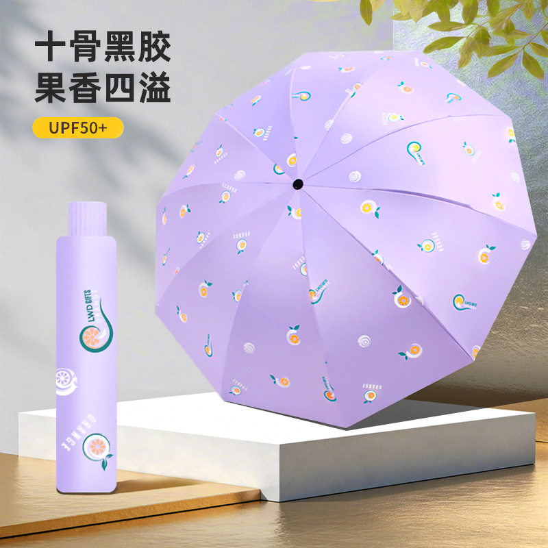 原创十骨加大水果伞户外遮阳伞防紫外线女简约花伞加厚黑胶伞雨伞