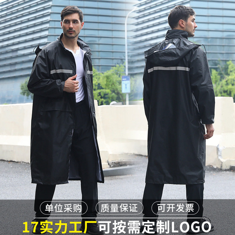 厂家批发牛津布pvc户外劳保双层加厚成人男女连体反光防雨长款