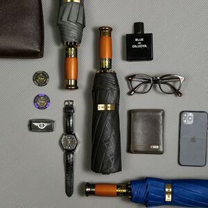 高端实木柄刻字自动伞十骨抗风伞商务广告伞折叠男全自动雨伞批发