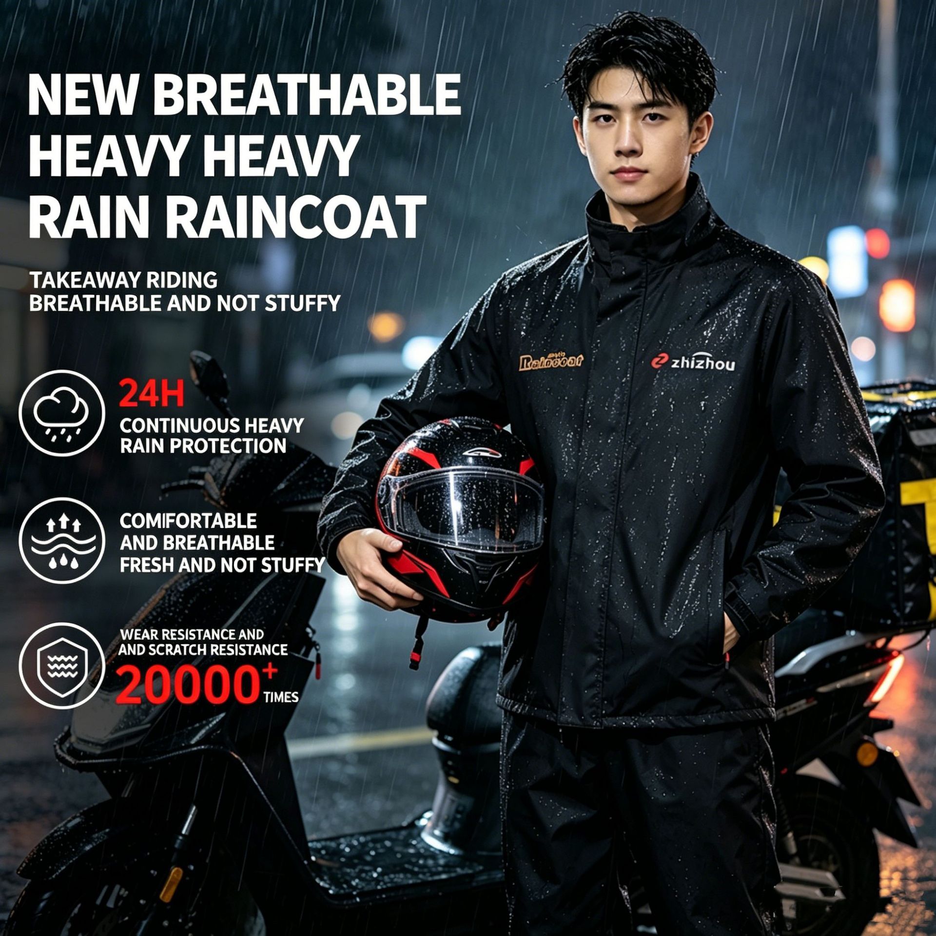 跨境出口雨衣雨裤套装分体男款外卖骑手成人摩托车防暴雨骑行机车