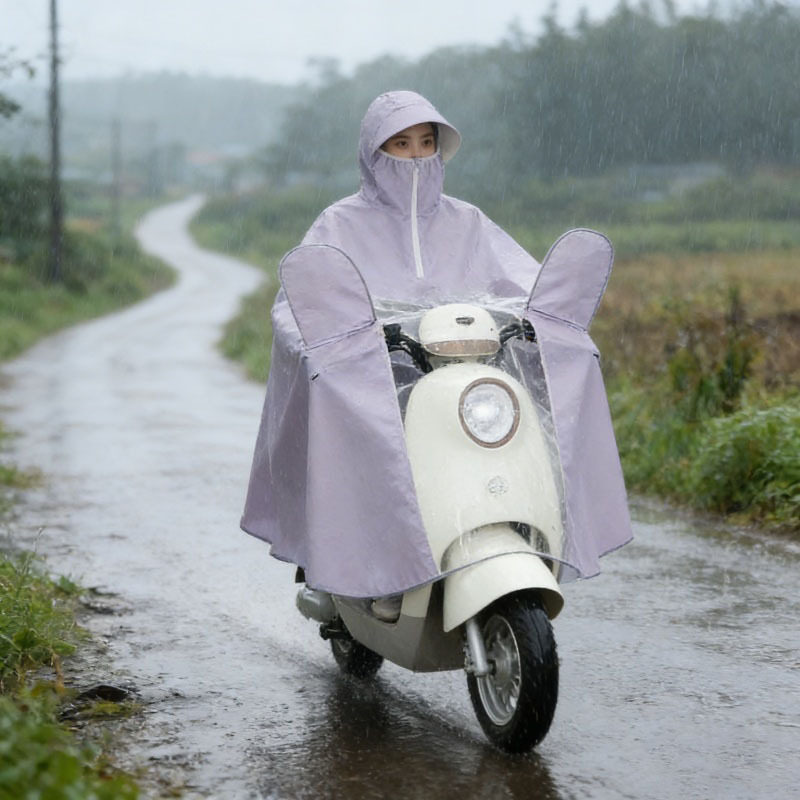 时尚摩托车电车骑行雨披新款电动车雨衣斗篷加大加长防暴雨全身女