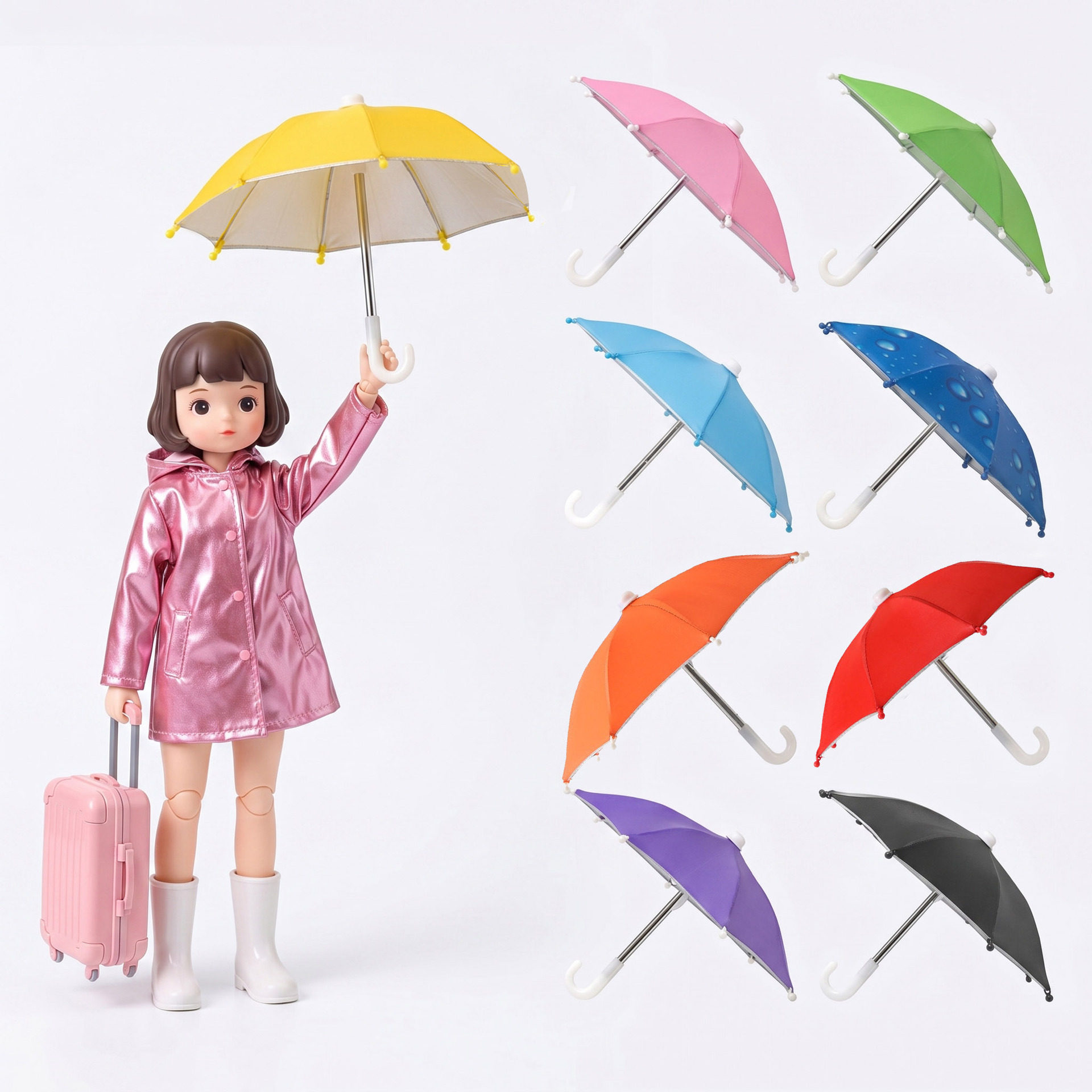 迷你雨伞小骑车遮阳伞雨伞独立站可爱批发手机支架户外电动车防晒