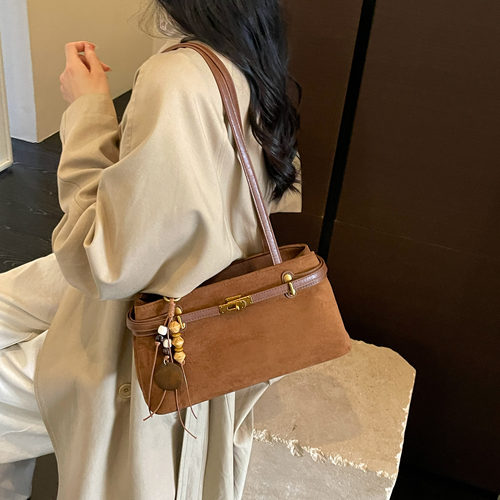 美式复古麂皮绒大容量通勤女包