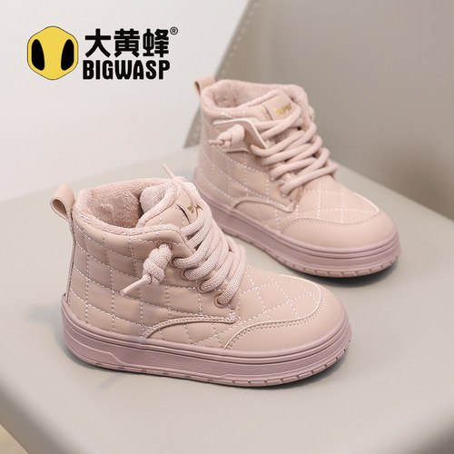 大黄蜂冬季加绒防滑童棉鞋