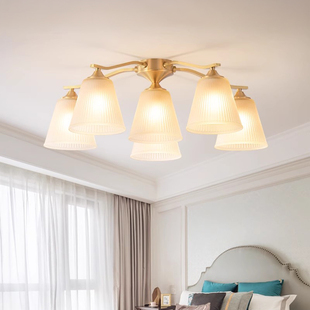 法式卧室吊灯吸顶灯客厅美式简约餐厅顶灯欧式新款中古风全铜灯具