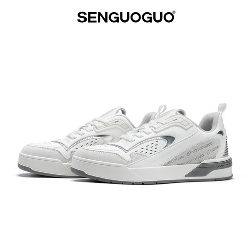 森果果零零壹/灰白色厚底板鞋男