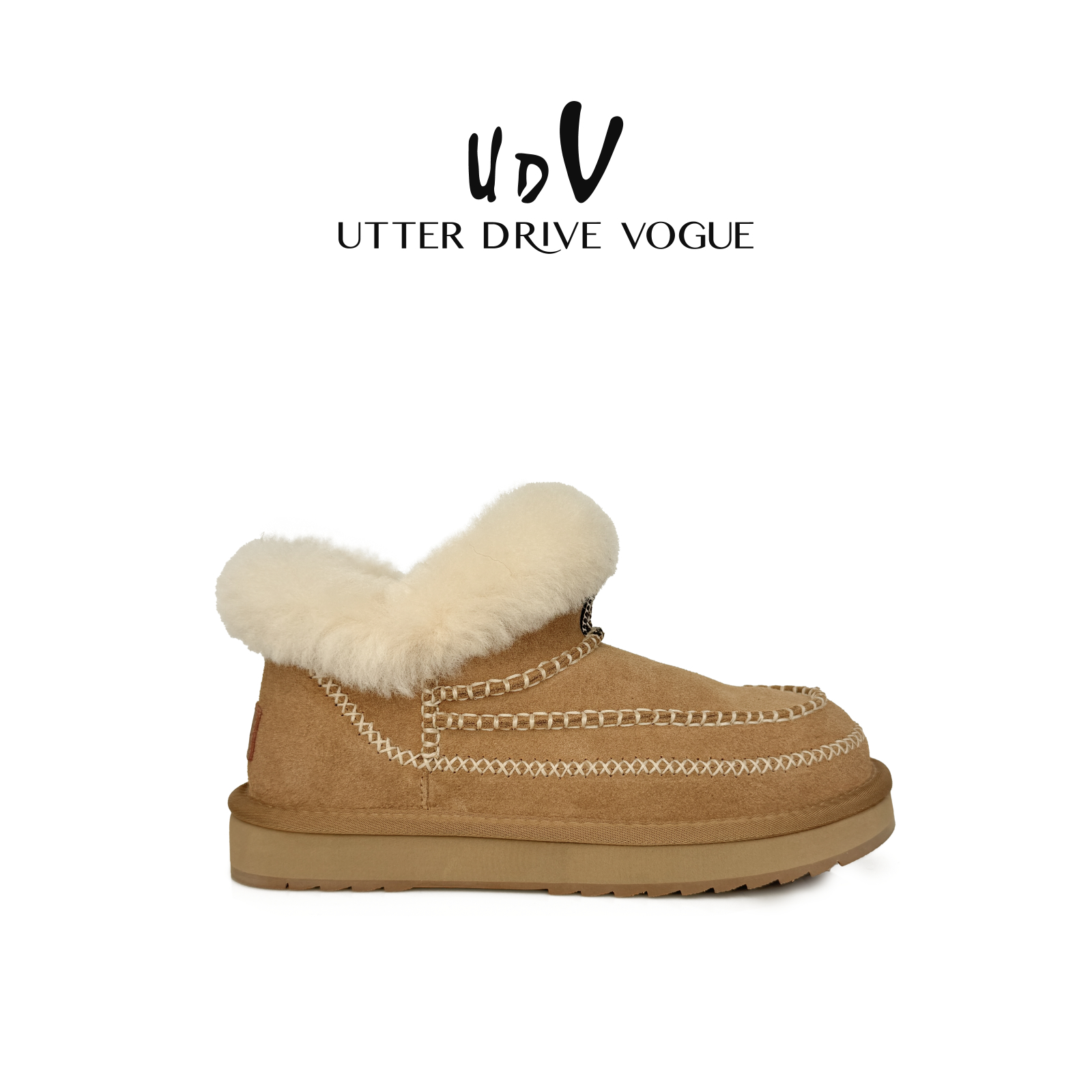 UDV羊毛皮毛一体雪地靴女2025秋冬新款加绒保暖短靴懒人毛毛鞋