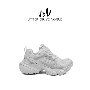 复古炸街黑色网面设计感运动鞋 新款 女2026春季 UDV潮流厚底老爹鞋