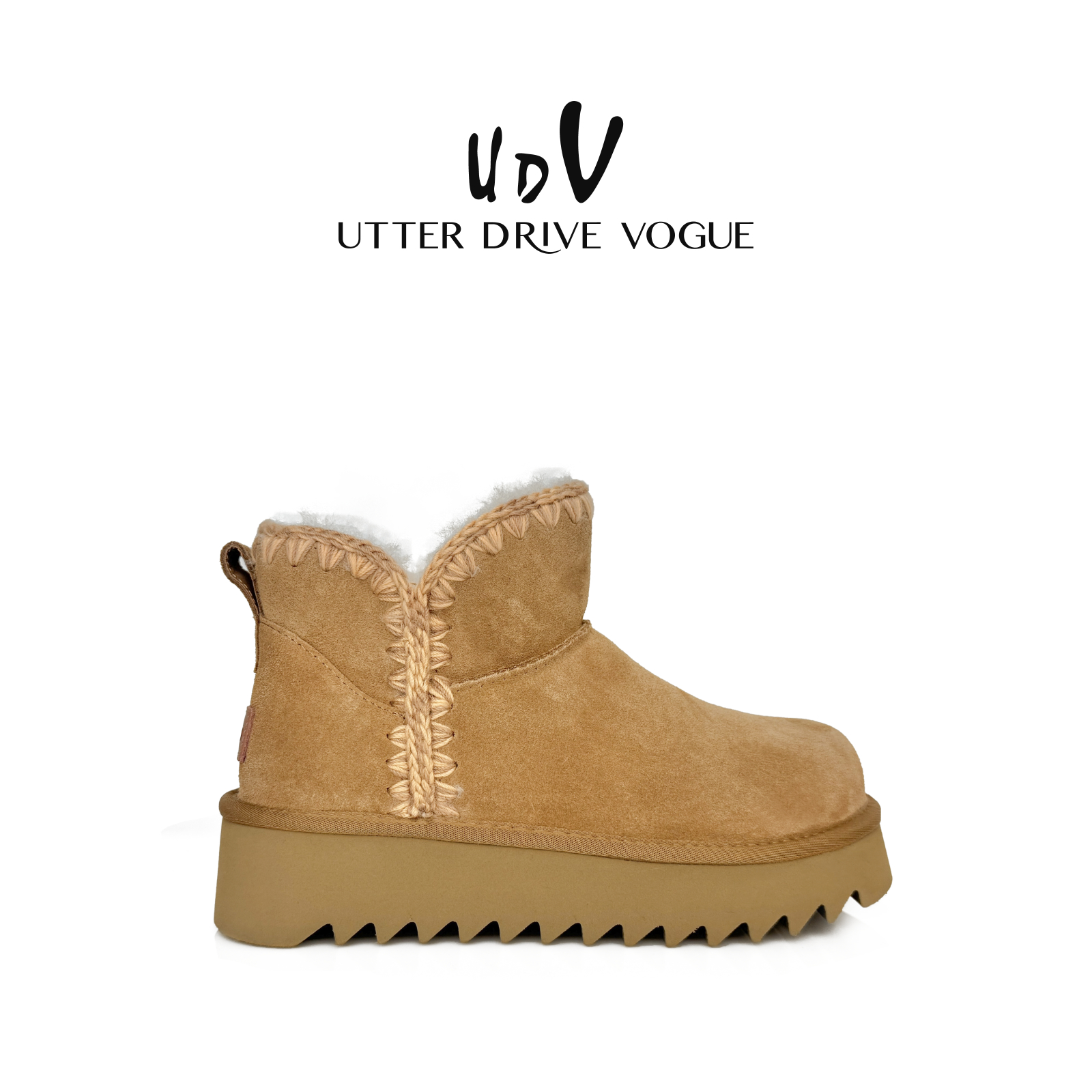 UDV纯羊毛厚底雪地靴女2025秋冬新款皮毛一体短靴防滑加绒棉鞋
