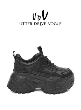 UDV2025秋季新款真皮厚底运动休闲鞋百搭增高老爹鞋潮流小个子