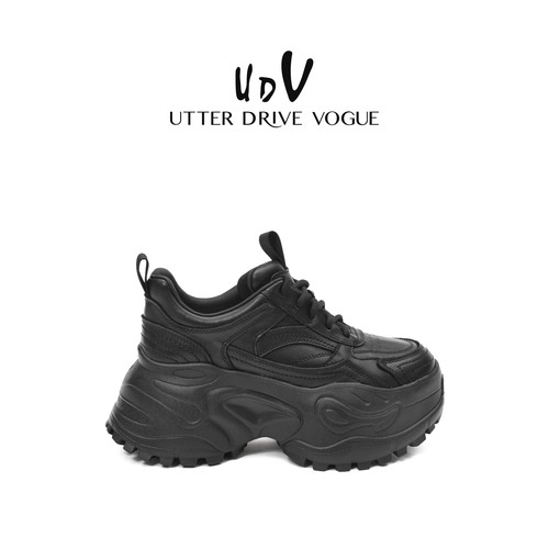 UDV2025秋季新款真皮厚底运动休闲鞋百搭增高老爹鞋潮流小个子