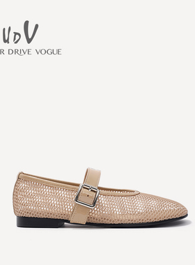 UDV2024春夏网纱单鞋圆头平底休闲女鞋时尚玛丽珍鞋舒适可爱风