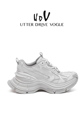UDV潮酷厚底做旧老爹鞋女2025夏季新款运动鞋真皮透气慢跑鞋休闲