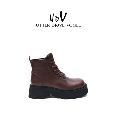 UDV英伦风马丁靴女2025秋冬新款真皮厚底短筒短靴美拉德爆款靴子