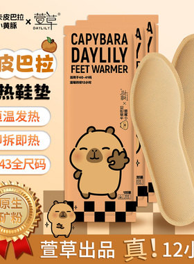 萱草卡皮巴拉联名款发热鞋垫持久发热12小时秋冬防寒暖脚底s