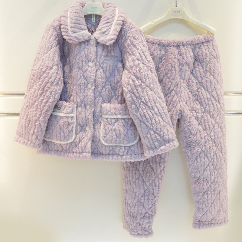 芬腾睡衣2025冬季女士长毛绒三层加厚夹棉素色简约保暖棉袄家居服,女士内衣/男士内衣/家居服,睡衣/家居服套装,淘宝优惠券,粉丝福利购,淘宝优惠卷