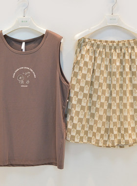 背心青年短裤宽松家居服套