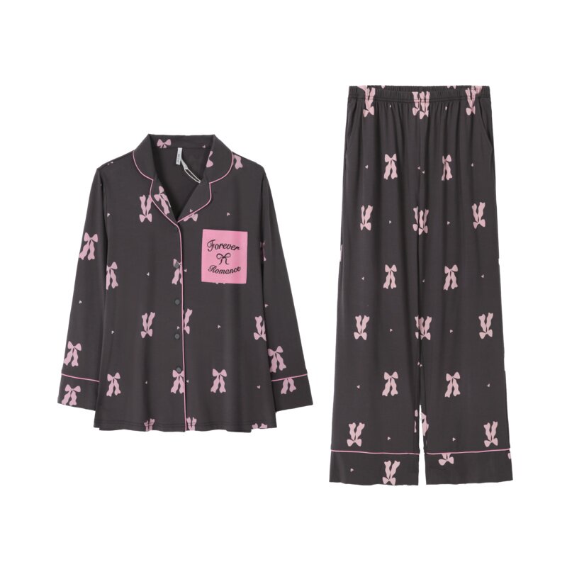 安之伴睡衣2025秋季女士纯棉针织甜美可爱淑女长袖宽松家居服套