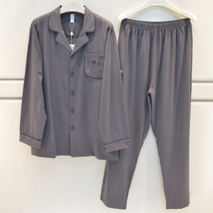 品牌睡衣2025秋季 家居服宽松套 纯棉针织素色卡通可爱青年帅气长袖