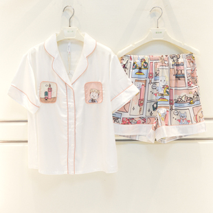 韩版 安之伴睡衣夏季 短裤 女士新品 家居服 2025卡通可爱冰丝少女短袖